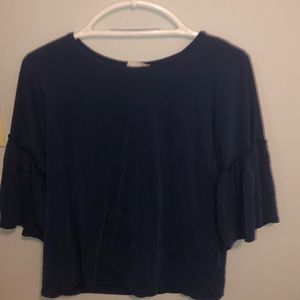 navy blue- ruffled sleeve blouse!